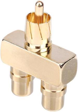 1Pcs vanpower Copper Gold Plated RCA AV Audio Video Splitter Plug Adapter 1 Male to 2 Female Converter Connector