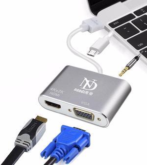 1Pcs hdmi vga splitter hdmi hdmi hub to hdmi vga 3.5mm jack Multiport adapter Audio and video cable 3in1 Converter For hdtv Monitor