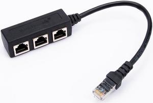 1Pcs Good Plug Connector Male To Female Network LAN Ethernet Cable Adapter RJ45 1 To 3 Splitter