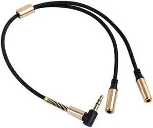1Pcs 3.5mm Audio Stereo Y Splitter Cable 3.5mm Male to 2 Port 3.5mm Female for Earphone and Headset Splitter Adapter,Compatible,Black