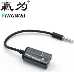 1Pcs 3.5mm Jack Splitter Audio Splitter Earphone Headset + Microphone Adapter for PC iPhone Smartphone Mobile Phone 1Male to 2 Female