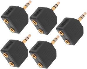 5pcs Gold Plated 3.5mm Male Stereo to Dual 3.5mm Female Jack Y Splitter Audio Adapter Converter Connector