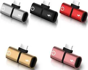 10pcs 2 in 1 Audio Adapter for iPhone X 7 8Plus Jack to Earphone Cable Splitter 2 in 1 Charging Adapte