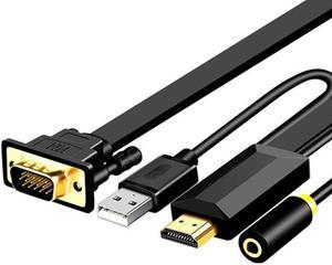 1Pcs HDMI to VGA Adapter Cable 1080P HD Video Splitter Converter Cables 3.5mm Audio Support HDMI to VGA Convertor
