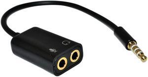 1Pcs 3.5mm Stereo Splitter Audio Male to Earphone Headset + Microphone Adapter Cable Black Audio & Video Cables