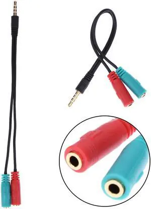 1Pcs 3.5mm Jack Splitter 2 in 1 4 Pole Male Audio Cable Adapter Earphone Headset to 2 Female Headphone Mic For PC Notebook Laptop
