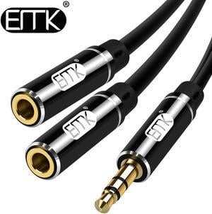 1Pcs EMK 3.5mm AUX Splitter Cable 1 male to 2 female Audio Cable Headphone Splitter Audio Extension 3.5mm Cable Adapter Phone MP3/4