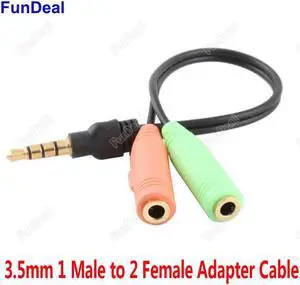 1Pcs Gold plated Audio Stereo Plug Jack 3.5mm Y 1 Male to 2 Female Adapter Cable Splitter Connector Microphone And Earphone Headphone