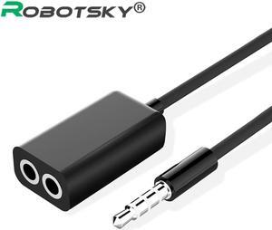Robotsky 2pcs 3.5mm Audio Splitter Adapter Plug Stereo Couples Earphone Jack For Tablet MP3 Aux Extension Cable Adaptor