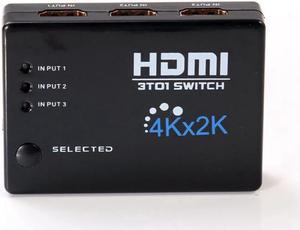 1Pcs 4Kx2K 3in 1out HDMI Switch Hub Splitter Switcher Adapter HD for HDTV + IR Remote