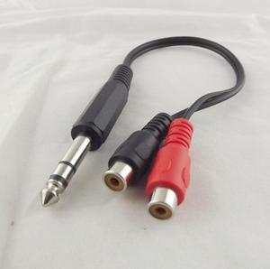 1Pcs 6.35mm 1/4" Male Stereo To 2 Dual RCA Phono Female Splitter Audio Adapter Cable 20cm