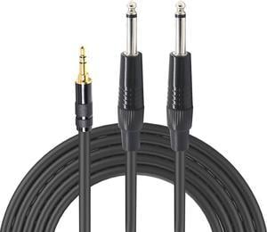 Jansicotek 3.5mm to Double 6.35MM Stereo Jack Audio Cable Gold Plated 3.5mm  1/8 TRS to 6.35mm 1/4 TS Mono Y-Cable Splitter Cord for iPhone Multimedia
