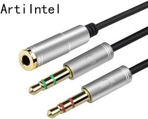 1Pcs Audio Adapter Splitter AUX Extension Cable Jack Microphone Headphone Earphone + Mic Splitter Cable 1 Female to 2 Male