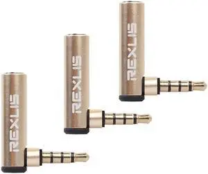 1Pcs REXLIS 3pcs 3.5mm 90 Degree Audio Adapter,3.5mm Audio Adapter,3.5mm Right Angle Adapter Headphone Adapter,Female to Male AUX A