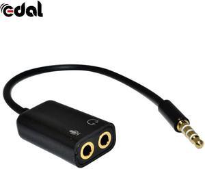 1Pcs 3.5mm Stereo Splitter Audio Male to Earphone Headset + Microphone Adapter Cable Black