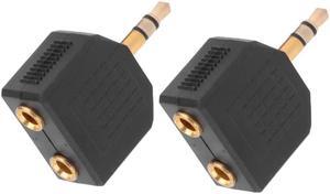 2pcs Gold Plated 3.5mm Male Stereo to Dual 3.5mm Female Jack Y Splitter Audio Adapter Converter Connector Cable