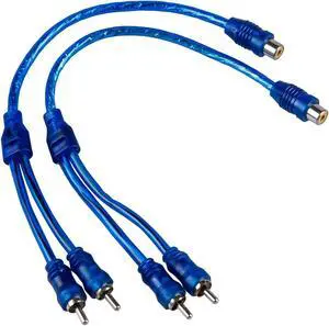 PLACar Audio RCA Female to 2 RCA Male Splitter Adapter Cable Wire 2 Pcs