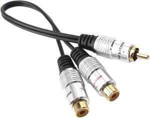 1Pcs metal RCA Female to Dual 2 RCA Male Gold Plated Adapter, Stereo Splitter Y Audio Cable(RCA F 2 RCA M) (1 Male to 2 Female)