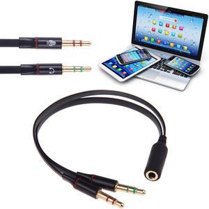 1Pcs 3.5mm Gold Plated Audio Mic Y Splitter Cable Headphone Adapter Female To 2 Male Cable for PC Laptop etc