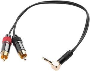 1Pcs RCA Cable 90 Degree 3.5mm Male to 2RCA Male Audio Stereo Y Splitter Adapter Extenter Cable Wire for Tablet PC