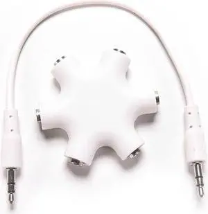 1Pcs 3.5mm 6 Way Ports Male to 2 3 4 5 Female Audio Earphone Jack Splitter Adapter HUB 8 inch Cord Cable 1PC