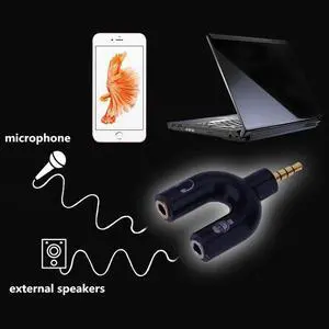 1Pcs 2 Way U Splitter Adapter for Headsets with Mic Capability Adaptor Splitter 4 position 3.5mm Stereo Audio Jack Earphone Headphone