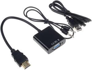 1Pcs 1080P HDMI to VGA With Audio Converter Adapter USB Power Video Cable Black