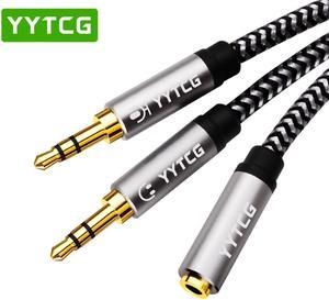 1Pcs YYTCG Splitter Headphone for Computer 3.5mm Female to 2 Male 3.5mm Mic Audio Y Splitter Cable Headset to PC Adapter