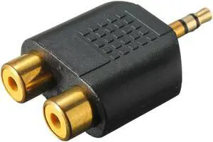1Pcs 1/8" 3.5mm Jack to 2 RCA Adaptor Y Splitter Stereo Male 2x Female Gold Mini