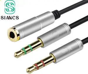 1Pcs SIANCS 35cm Earphone Splitter 3.5mm Stereo Audio Male to 2 Female Headset Mic Audio Extension Cable Y Splitter Cable Adapter