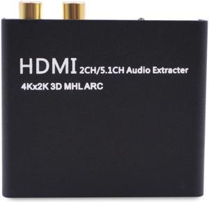 1Pcs HDMI 1*2 Splitter with 1080P 3D Stereo Audio Extractor Converter HDMI Audio Splitter Adapter Support 5.1CH/2CH 4Kx2K