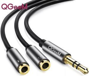 1Pcs QGeeM 3.5mm Audio Splitter Cable for Computer Jack 3.5mm 1 Male to 2 Female Mic Y Splitter AUX Cable Headset Splitter Adapter