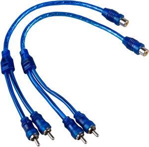 Car Audio RCA Female to 2 RCA Male Splitter Adapter Cable Wire 2 Pcs