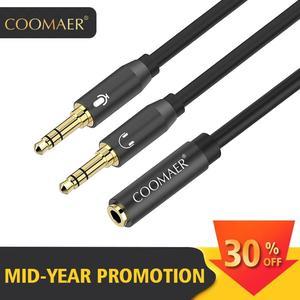 1Pcs Computer Separator Headset 3.5mm Female Pair 2 Male 3.5mm Microphone Audio Y Splitter Cable Headset to PC Adapter Auxiliary Line