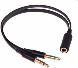 1Pcs Top Black 3.5mm Y Splitter 2 Jack Male to 1 Female Headphone Mic Audio Adapter Cable Cord 20cm Mayitr
