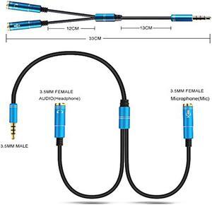 1Pcs acekool Portable Headset Adapter Splitter 3.5mm Jack Cable with Separate Mic and Audio Headphone Connector