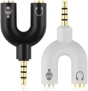 1Pcs U Type 3.5mm Audio Splitter 3.5 Male to 2 Aux Female Earphone Microphone Converter Cable for Notebook Laptop