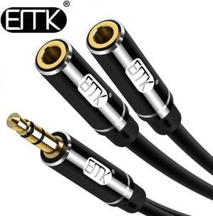 1Pcs EMK Headphone Splitter Audio Cable 3.5mm Male to 2 Female Jack 3.5mm Splitter Adapter Aux Cable for iPhone Samsung MP3 Player