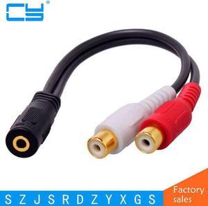 1Pcs gold plated head Stereo Splitter 3.5mm Female to 2 RCA Audio Jack Cable Adapter 25cm/0.25m