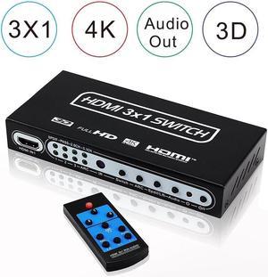 1Pcs 3x1 4K HDMI Switch Box 3 In 1 Out HDMI Audio Extractor Splitter 3 Port HDMI Switch HDMI 1.4v With Optical SPDIF & L/R Audio Out