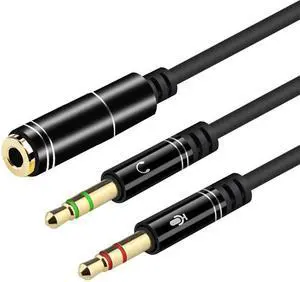 1Pcs Ostart AUX 3.5mm Audio Mic Splitter Cable Female to 2 Male Headphone Microphone Adapter to PC Adapter