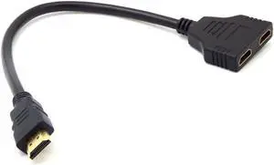1Pcs 1080P HDMI Port Male to 2 Female 1 In 2 Out Splitter Cable Adapter Converter