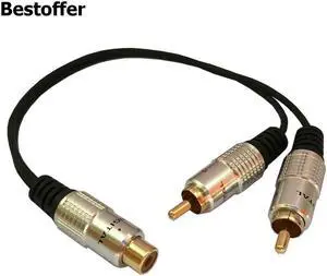 1Pcs 2 RCA (Male) to 1 RCA (Female) Stereo Audio Y Adapter Subwoofer Cable 2 Male to 1 Female Y Splitter Connectors Extension Cord