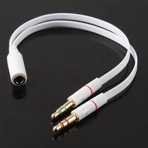 1Pcs Universal 3.5mm Female to 2 Male Headphone With Mic Audio Y Splitter Cable Female To Male Audio Cables White