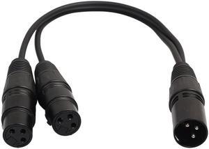 1Pcs 3pin XLR Splitter Cable Male Jack To Dual 2 Female Plug Y Splitter Audio Adapter Cable Connector Wire 0.3M