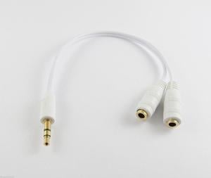 10pcs White 3.5mm 1/8" AUX Stereo Audio Headphone Y Splitter Adapter Cable for Mp3 MP4 20cm