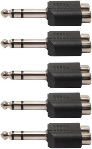 5Pcs/Lot 6.35mm 1/4" Stereo Plug To 2 RCA Splitter Audio Adapter Converter Male to Female Audio Connecter Adaptor Plug