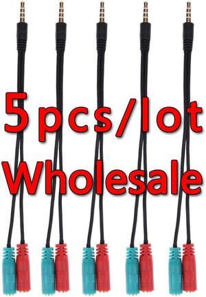 5pcs 2 In 1 Splitter 4 Pole 3.5mm Headphone Splitter Audio Cable 3.5mm Male To 2 Female Jack 3.5mm Splitter Adapter Aux Cable