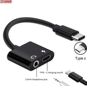 1Pcs 2 In 1 Type C To 35 Mm Audio Headphone Jack Charging Adapter Converter for Huawei P20 Pro Mate 10 Lite Type C Splitter Cable