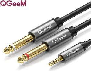 1Pcs QGeeM Jack 3.5mm to 6.35mm*2 Adapter Audio Cable for Mixer Amplifier Speaker Gold Plated 6.5mm 3.5 Jack Splitter Audio Cable